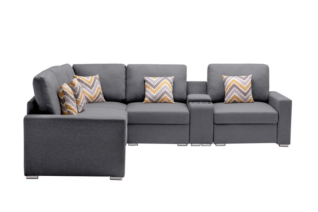 Nolan - Fabric 6 Piece Sectional Sofa With Pillows And Interchangeable Legs