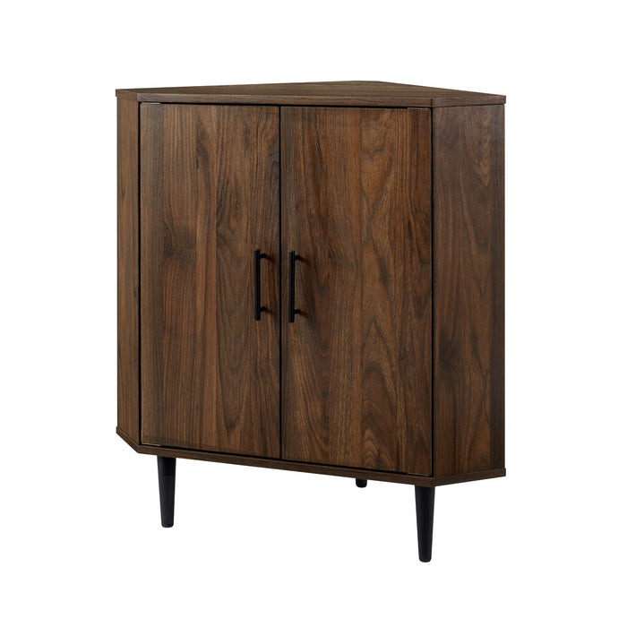 Contemporary 2 Door Mixed-Material Corner Accent Cabinet