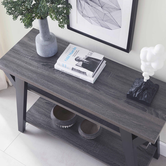 Wooden Entryway Console Table, Hallway Display Table With Two Shelves