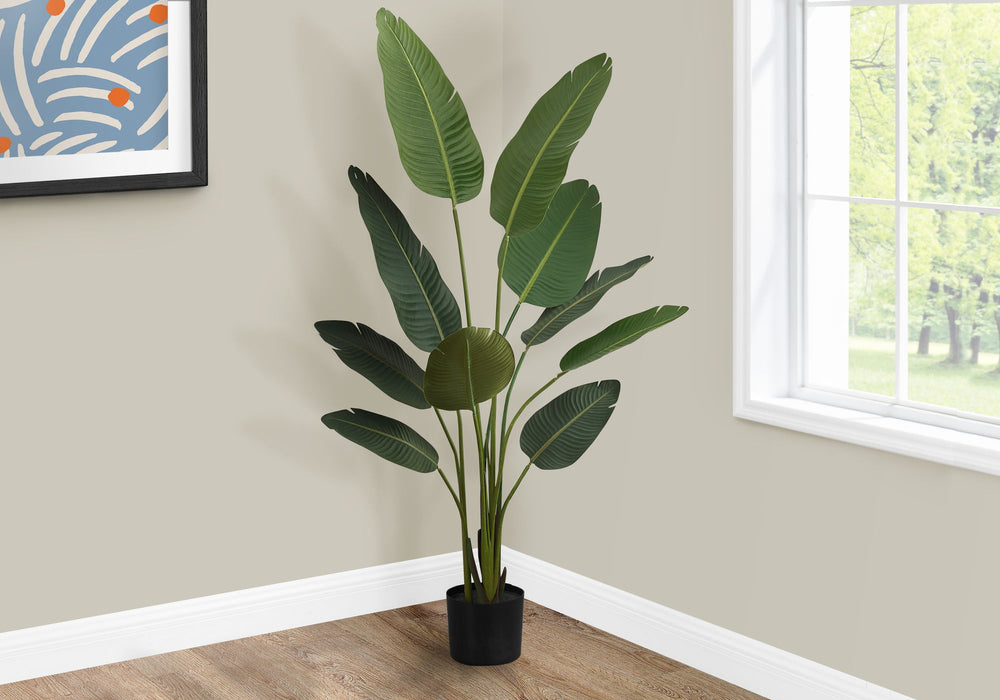 Artificial Plant, 60" Tall, Bird Of Paradise Tree, Indoor, Faux, Fake, Floor, Greenery, Potted, Decorative - Green / Black