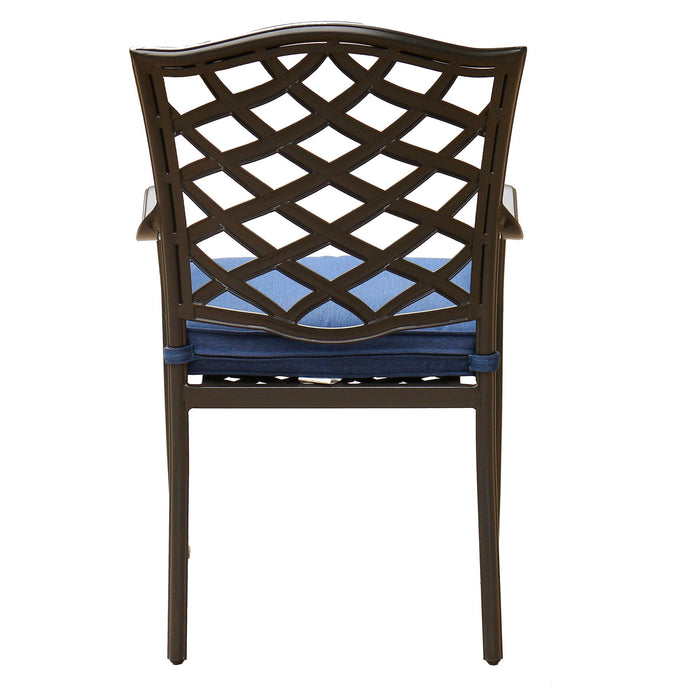 Outdoor Patio Aluminum Dining Arm Chair With Cushion (Set of 2) - Navy Blue