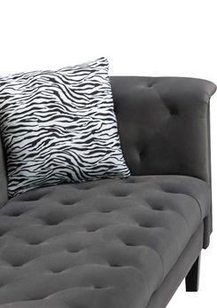 Mary - Velvet Tufted Chaise With 1 Accent Pillow - Dark Gray