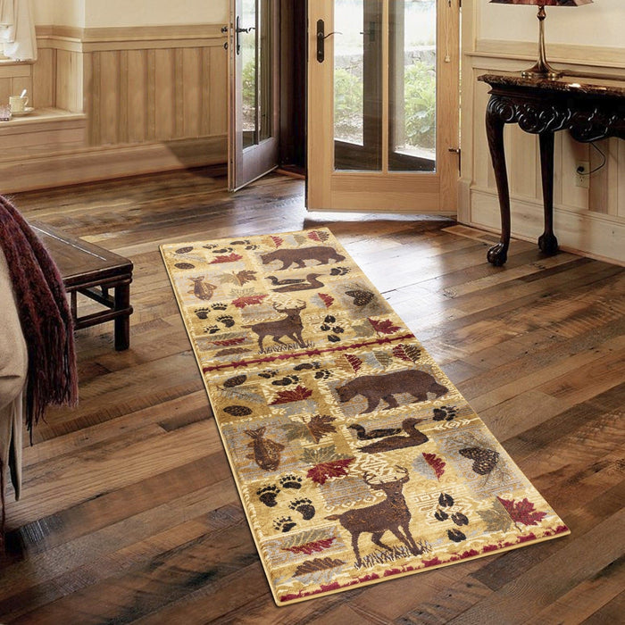 Nature's Nest - 5'3" X 7'3" Polypropylene, Lodge Area Rug - Multi / Beige