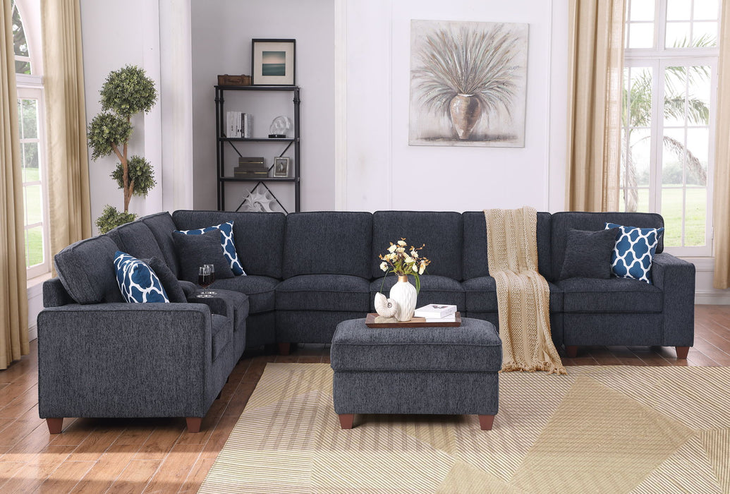 Lily - Sectional Sofa With Ottoman - Black