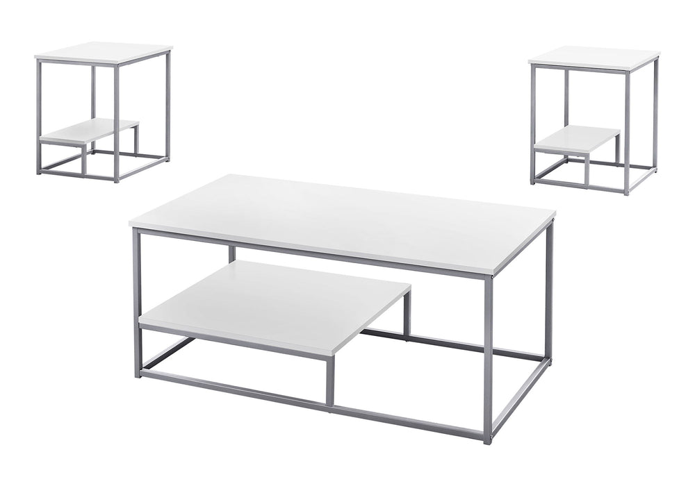 Table Set, Coffee, End, Side, Accent, Living Room, Contemporary & Modern (Set of 3) - White