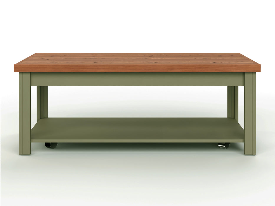 Vineyard - 48" Coffee Table - Sage Green And Fruitwood