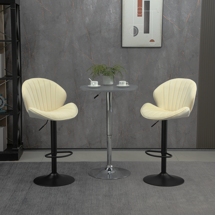 Adjustable Barstools with Back and Footrest-Cream (Set of 2)