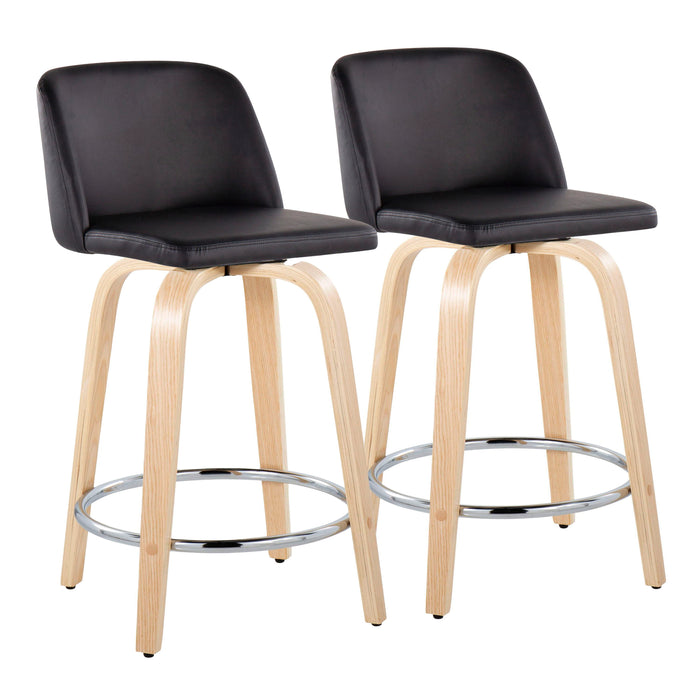 Toriano - Contemporary Fixed Height Counter Stool & Swivel And Round Footrest (Set of 2)