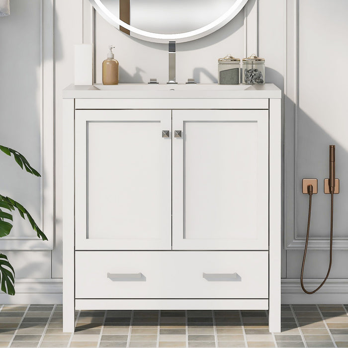 Bathroom Vanity With Single Sink, Combo Cabinet Undermount Sink, Bathroom Storage Cabinet With 2 Doors And A Drawer, Soft Closing, Multifunctional Storage, Solid Wood Frame