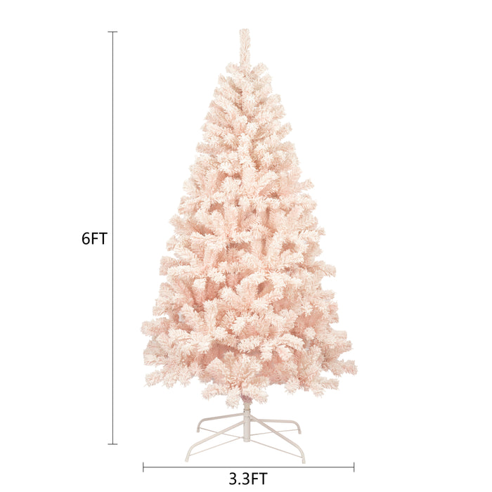 6ft PVC Christmas Tree with LED Lights and Bendable Branches - Pink