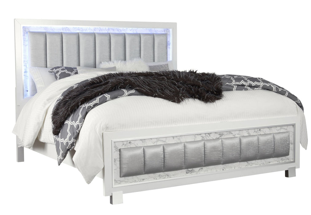 Skye - Marble Full Bed - White