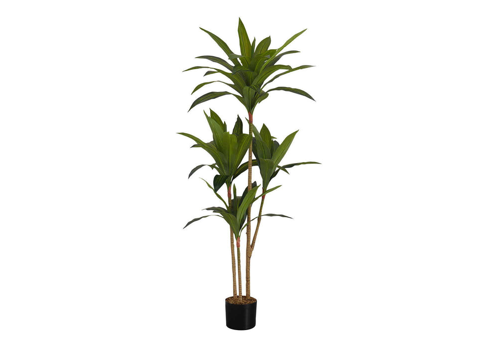 Artificial Plant, 51" Tall, Dracaena Tree, Indoor, Faux, Fake, Floor, Greenery, Potted, Real Touch, Decorative - Green / Black