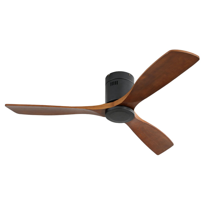 Indoor Wooden Ceiling Fan With 3 Solid Wood Blades Remote Control Reversible Dc Motor Without Light - Dark Brown / Black