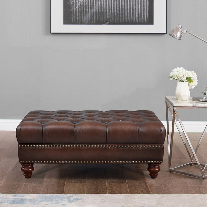 Alton Bay - Leather Ottoman - Brown