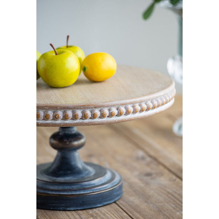 Wooden Display Stand With Beaded Trim - Black Brown