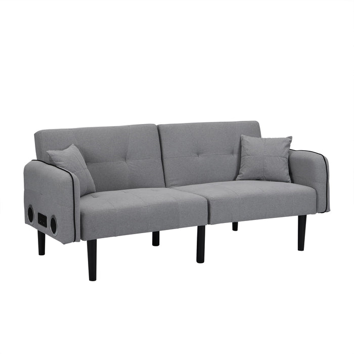 Folding Ottoman Sofa Bed With Stereo - Gray Fabric