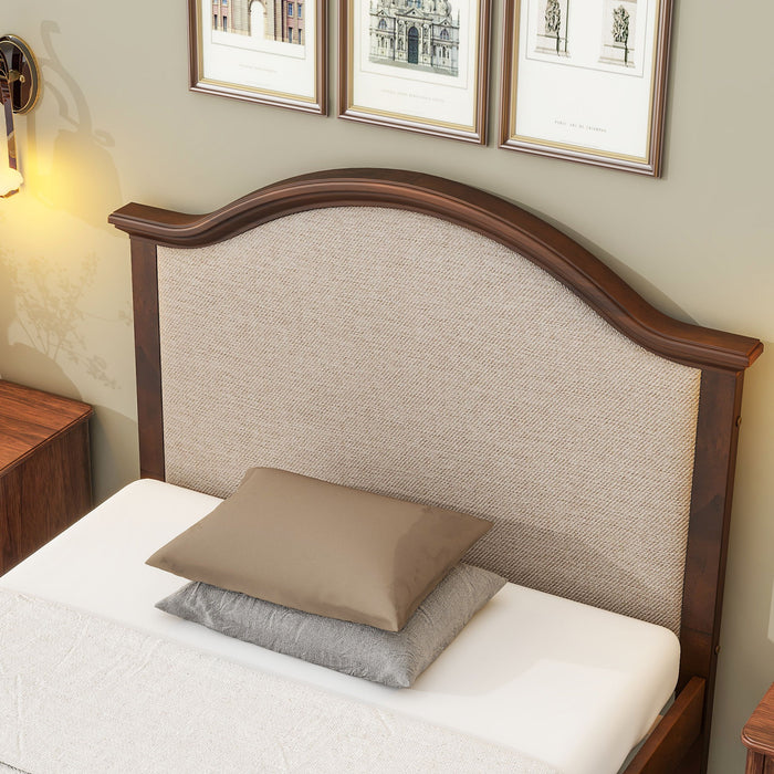 Bed With Upholstered Headboard And Footboard, With Slats