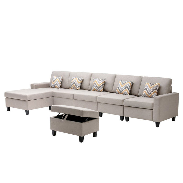 Nolan - Fabric 6 Piece Sectional Sofa With Pillows And Interchangeable Legs