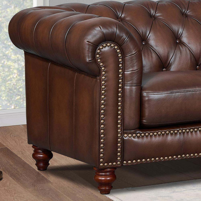 Alton Bay-Top Grain Leather Sofa Couch - Brown