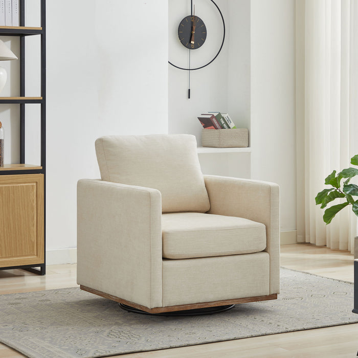 Square Upholstered Swivel Accent Chair And Comfy Accent Single Sofa Chair, 360° Club Chair, Lounge Armchair For Living Room Bedroom Apartment Nursery