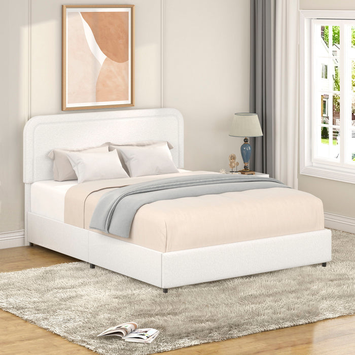 Liv - Patented 2-Drawers Queen Upholstered Storage Platform Bed - Ivory Boucle