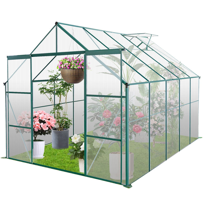 Double Door Polycarbonate Greenhouse Raised Base And Anchor Aluminum Heavy Duty Walk In Greenhouses For Outdoor Backyard In All Season