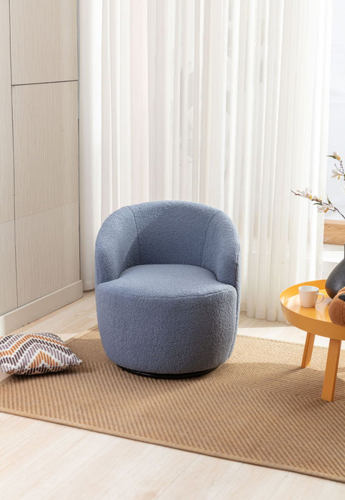 Teddy Fabric Swivel Accent Armchair Barrel Chair With Powder Coating Metal Ring