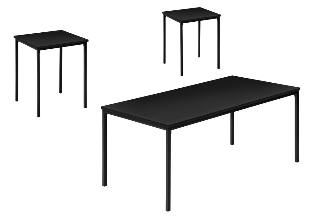 Table Set, Coffee, End, Contemporary, Modern (Set of 3) - Black