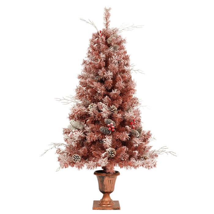 Christmas Tree with Brown Needles with flocking and Warm Lights - Brown