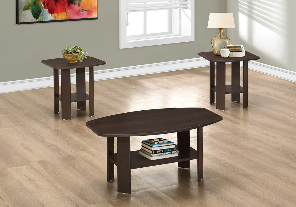 Table Set: Coffee, End, Side, Accent, Living Room, Transitional (Set of 3) - Espresso