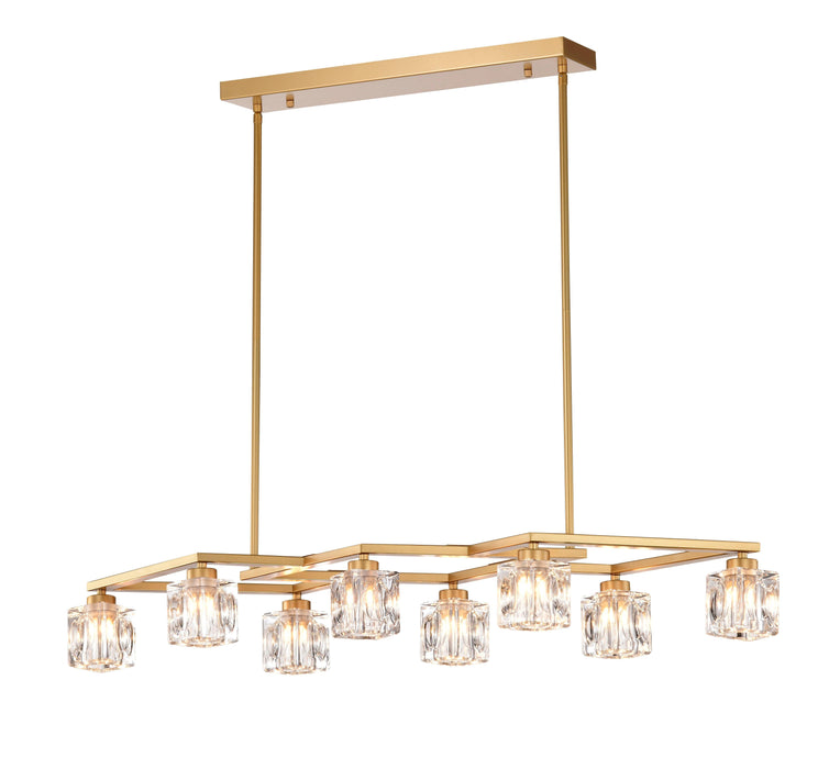 Crystal Chandelier For Dining Room, 8 Light Kitchen Chandelier Light Fixture Modern Metal Industrial Chandeliers For Farmhouse Entryway Living Room (8*G9 Bulbs Included) - Matte Gold