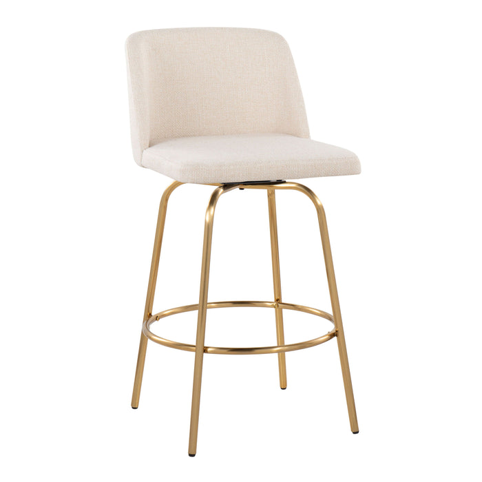 Toriano - Contemporary, Fixed Height Counter Stool With Swivel With Round Footrest (Set of 2)