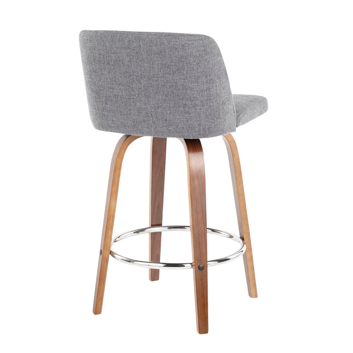 Toriano - Mid-Century Modern Fixed Height Counter Stool With Round Footrest (Set of 2)