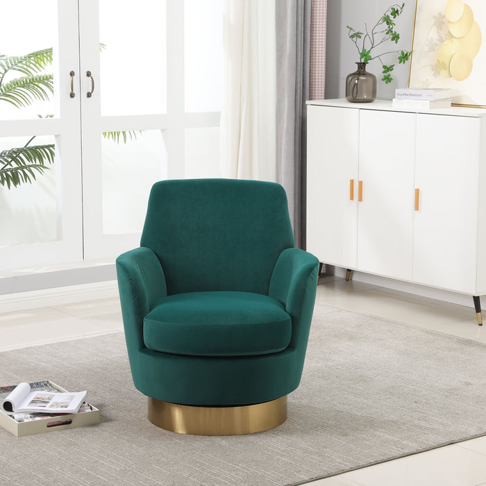 Swivel Barrel Chair, Swivel Accent Chairs Armchair For Living Room, Reading Chairs For Bedroom Comfy, Round Barrel Chairs With Gold Stainless Steel Base