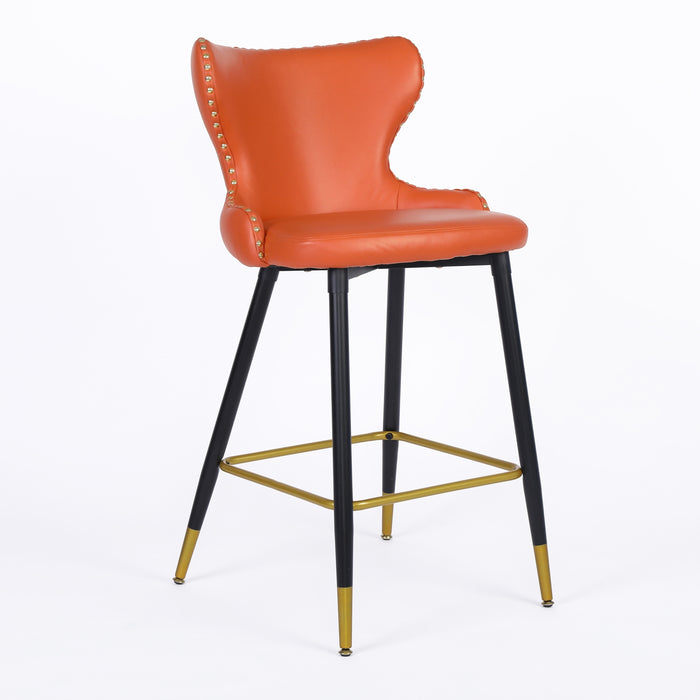 Counter Height Barstools with Backs (Orange, Set of 2)