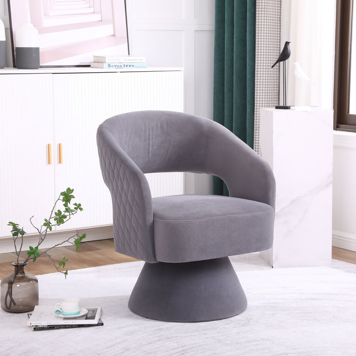 Swivel Accent Chair Armchair, Round Barrel Chair For Living Room Bedroom - Teddy Fabric