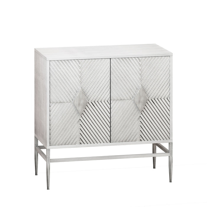 Modern 2 Door Wooden Storage Cabinet Accent Cabinet With Metal Leg Featuring Two Tier Storage, For Living Room, Entryway And Dining Room