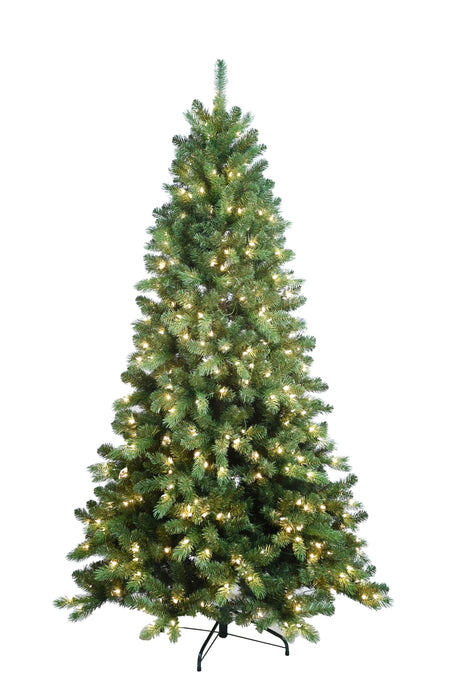 5FT PE/PVC Christmas Tree With Warm White Lights and Metal Base - Green