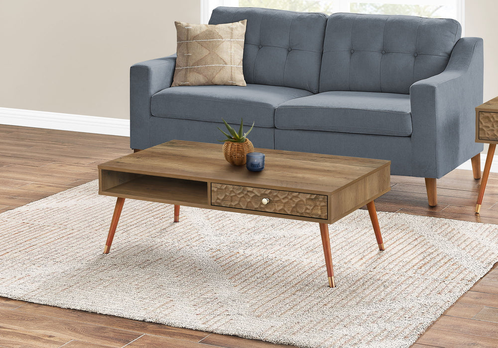 Coffee Table, Accent, Cocktail, Rectangular, Storage, Living Room, Wood Legs, Mid Century - Walnut