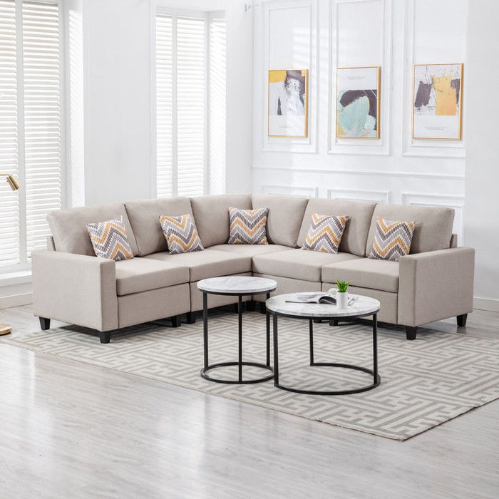 Nolan - Fabric 5 Piece Sectional Sofa With Interchangeable Legs