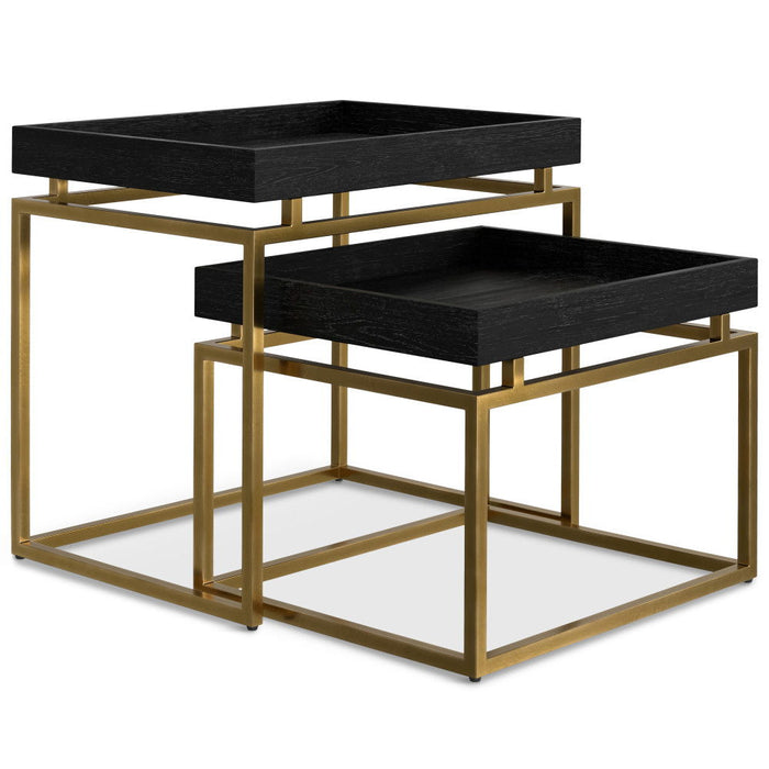 Macy - 2 Pieces Nesting Table - Black / Gold