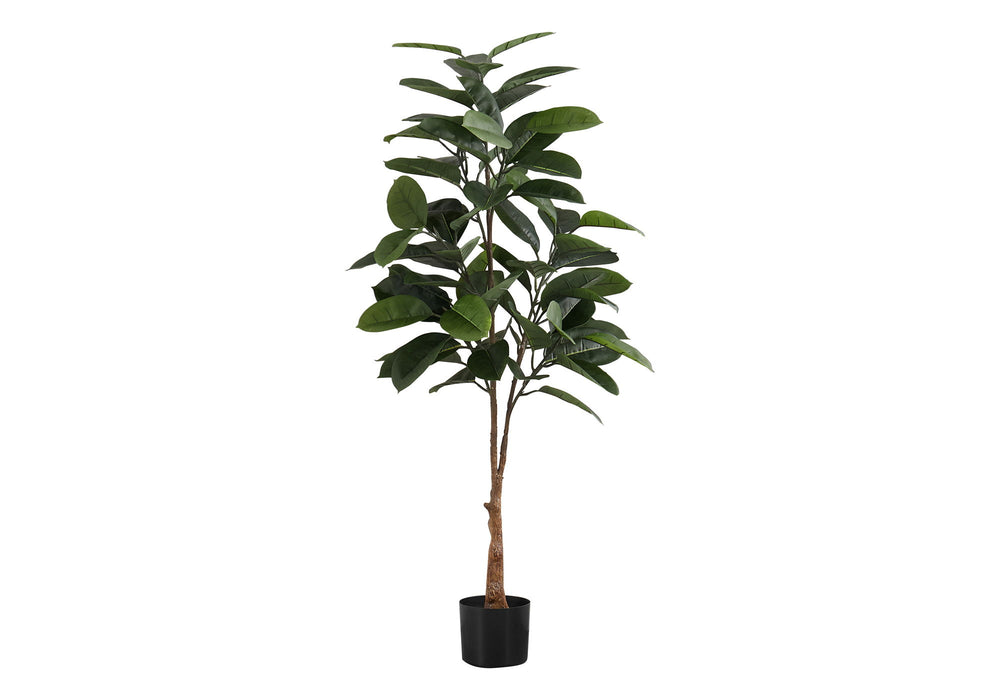 Artificial Plant, 52" Tall, Rubber Tree, Indoor, Faux, Fake, Floor, Greenery, Potted, Real Touch, Decorative - Green / Black