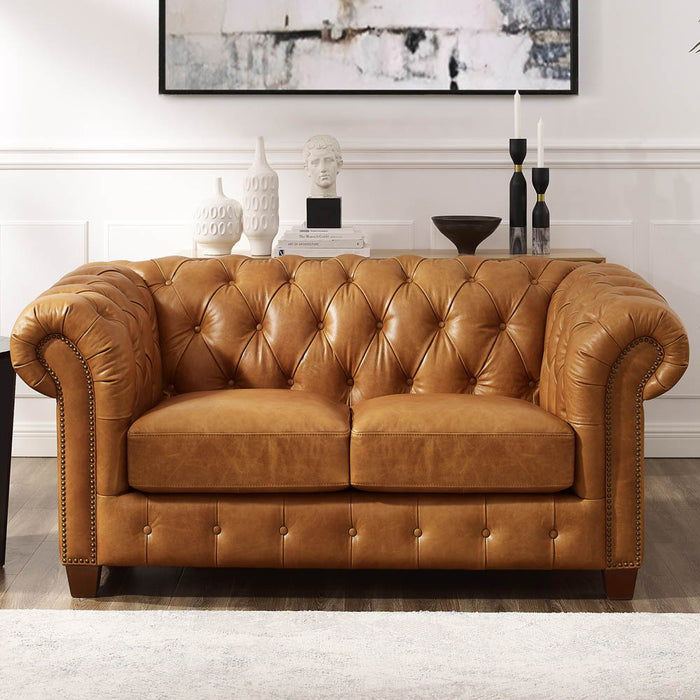 Kingston - Waxy Pull Up Leather Loveseat - Brown