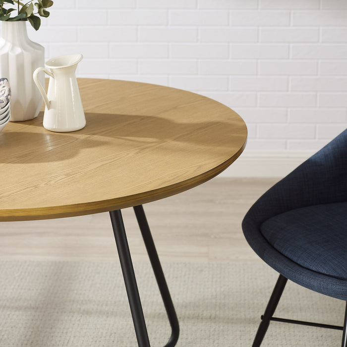 Modern Curved X Base Round Dining Table - English Ash