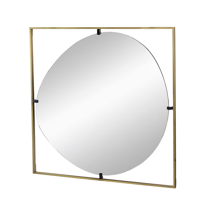 Poppy Mirror With Gold Metal Frame Contemporary Design For Bathroom, Entryway Wall Decor - Golden Black