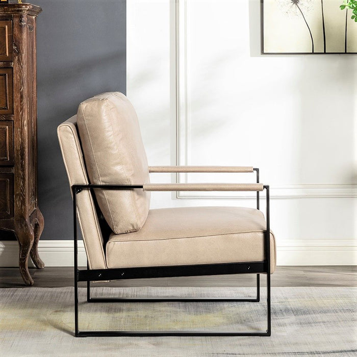 Classic Mid Century Modern Accent Chair With Durable Square Metal Frame, Armchair