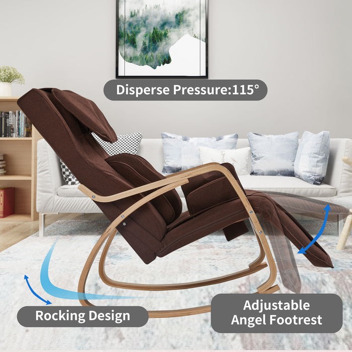 Full Massage Function Air Pressure Comfortable Relax Rocking Chair, Lounge Chair Relax Chair With Cushion - Brown