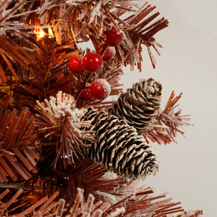 Christmas Tree with Brown Needles with flocking and Warm Lights - Brown