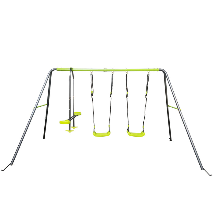 Xns081 Interesting Swingset With Plastic Safe Swing Set 440Lbs For Outdoor Playground For Age 3+ With Face To Face Without Tee - Lime Green