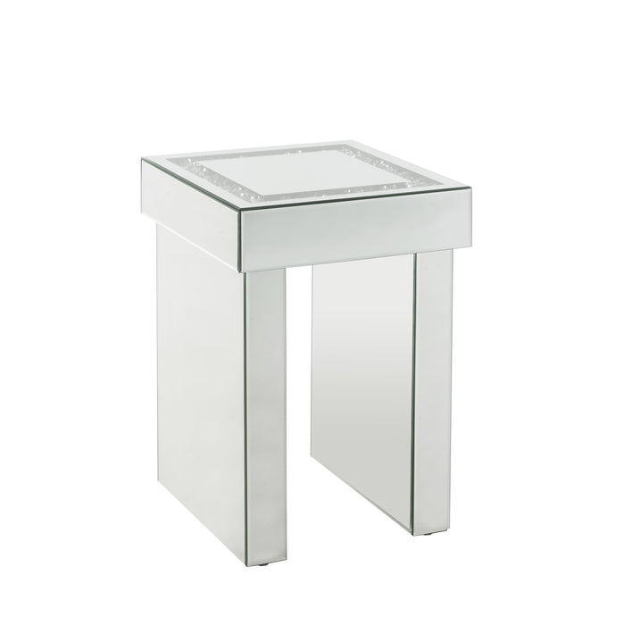 Noralie - Mirrored Faux Diamonds Square End Table - Silver